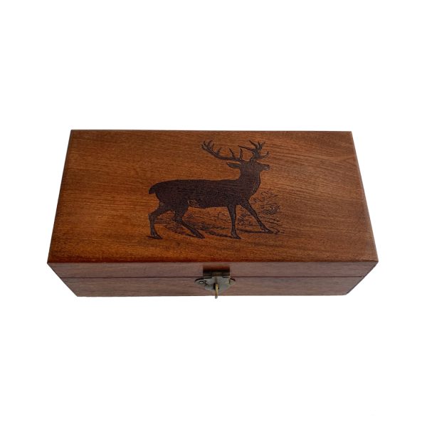 Decorative Boxes Lodge 6-1/4″ Stag Engraved Acacia Wood Box