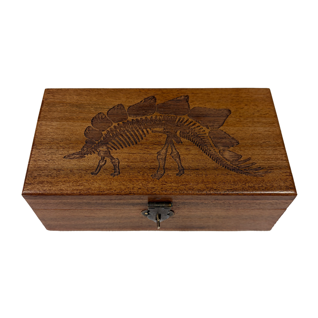 Decorative Boxes Botanical/Zoological 6-1/4″ Stegosaurus Engraved Acacia Wood Box ...