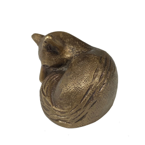 Desk Top Accessories Lodge 2-1/2″ Antiqued Brass Sleeping Fox Paper Weight Tabletop Lodge Cabin Decor