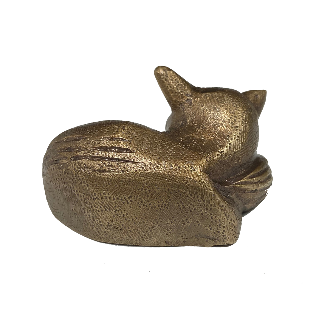 2-1/2 Antiqued Brass Sleeping Fox Tabletop Decor