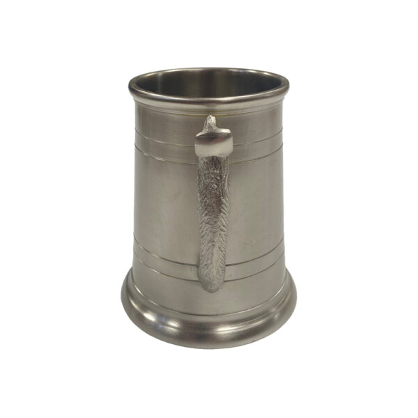 Lodge & Equestrian Decor Equestrian Pewter-Plated Tankard Mug with Fox Handle- Antique Vintage Style