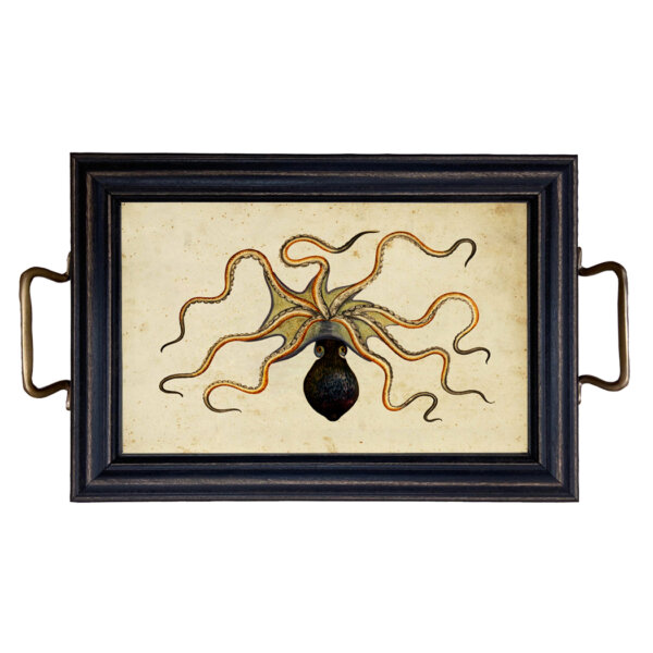 Trays & Barware Nautical Octopus Tray with Brass Handles
