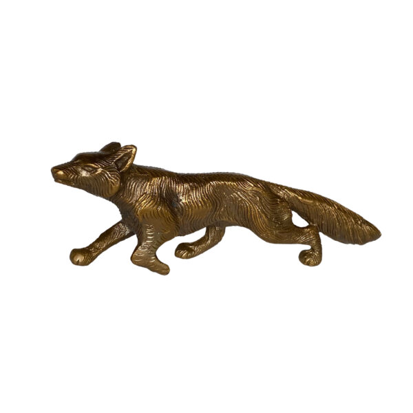 Desk Top Accessories Lodge Antiqued Brass Running Fox Paper Weight Tabletop Lodge Cabin Decor