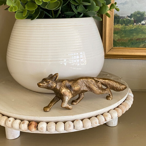 Desk Top Accessories Lodge Antiqued Brass Running Fox Paper Weight Tabletop Lodge Cabin Decor