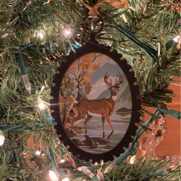 Lodge & Equestrian Decor Equestrian Set of 5 Wildlife Paint-by-Number Ornaments with Gold Ribbon