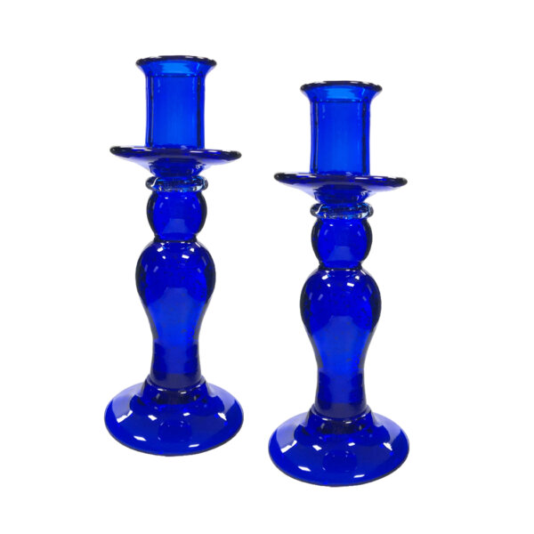 Candles/Lighting Early American 8-1/2″ Hand-Blown Cobalt Thick Glass Candlestick- Antique Vintage Style