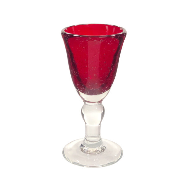 Glassware Early American 6-1/2″ Hand-Blown Red Thick Glass 5-oz. Baluster Wine Glass- Antique Vintage Style