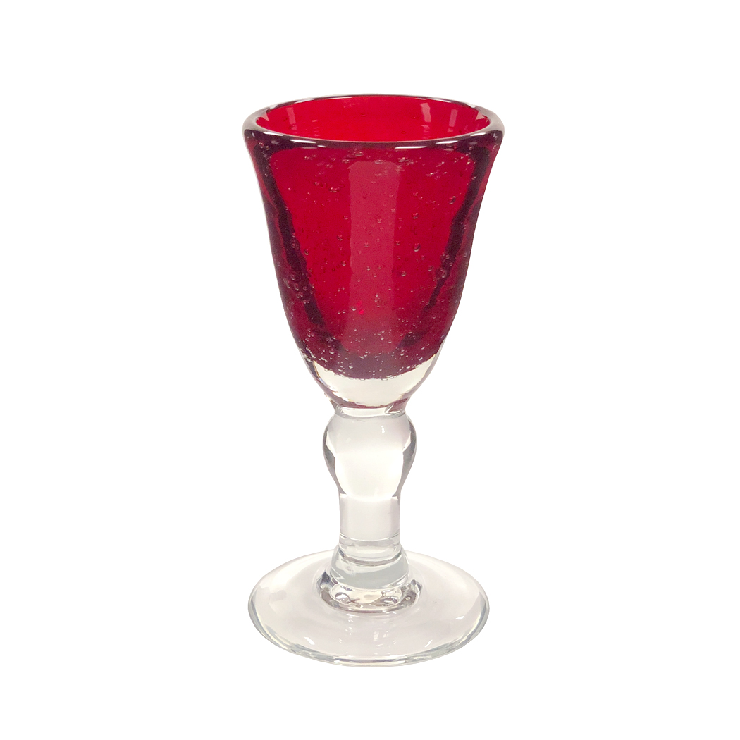 6-1/2 Hand-Blown Red Thick 5-oz. Baluster Wine Glass