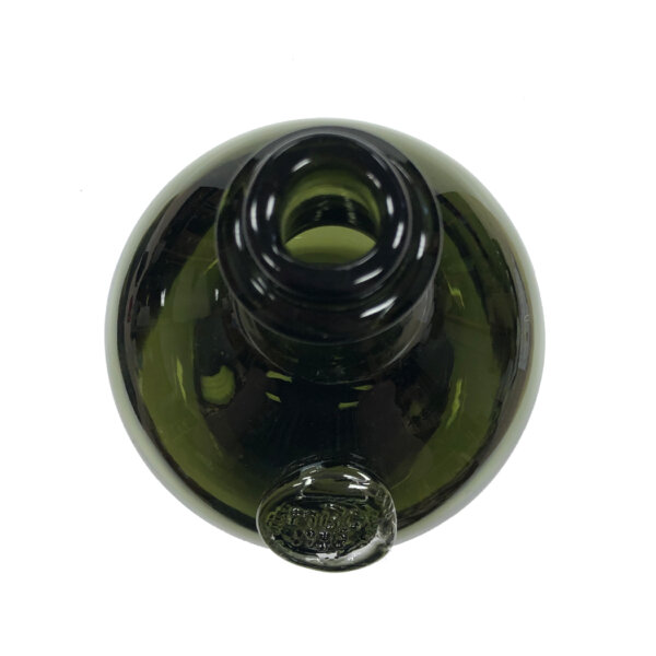 Glassware Early American 10″ Hand-Blown Dark Green Thick Glass Wine Bottle- Antique Vintage Style. Stamp reads: MBC 1726