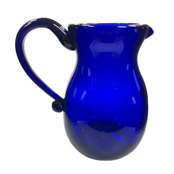 Glassware Early American 9-1/4″ Hand-Blown Cobalt Thick Glass 85-oz. Beverage Pitcher- Antique Vintage Style