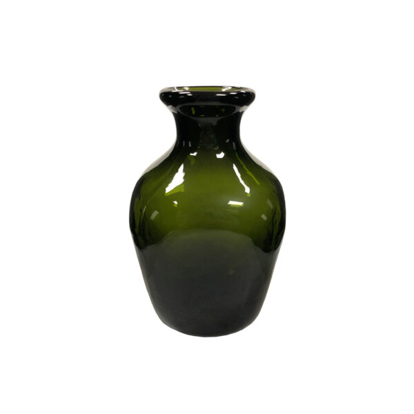 Glassware Early American 5-1/4″ Hand-Blown Dark Green Thick Glass Gin Bottle- Antique Reproduction
