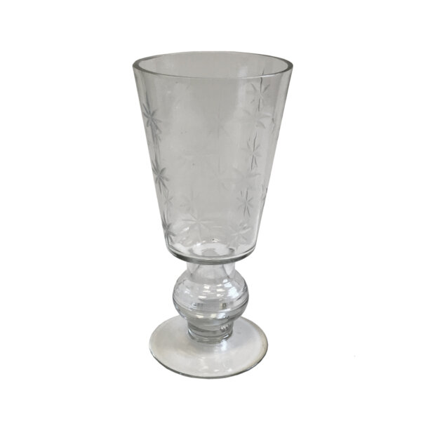 Glassware Early American Plate diameter is 7-1/2″ and together they are 7-1/2″ high. Diameter of dome at the base is 4-1/2″.