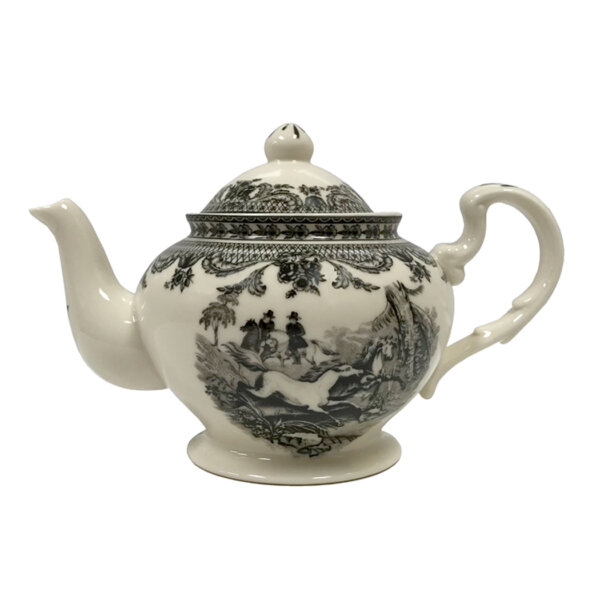 Teaware Teaware 9-1/4″ Equestrian Transferware Porcelain Teapot – Antique Reproduction
