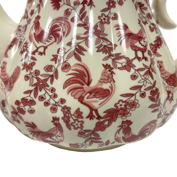 Teaware Teaware 6-3/4″ Red Rooster Stacked Transferware Porcelain Teapot and Cup for One – Antique Reproduction