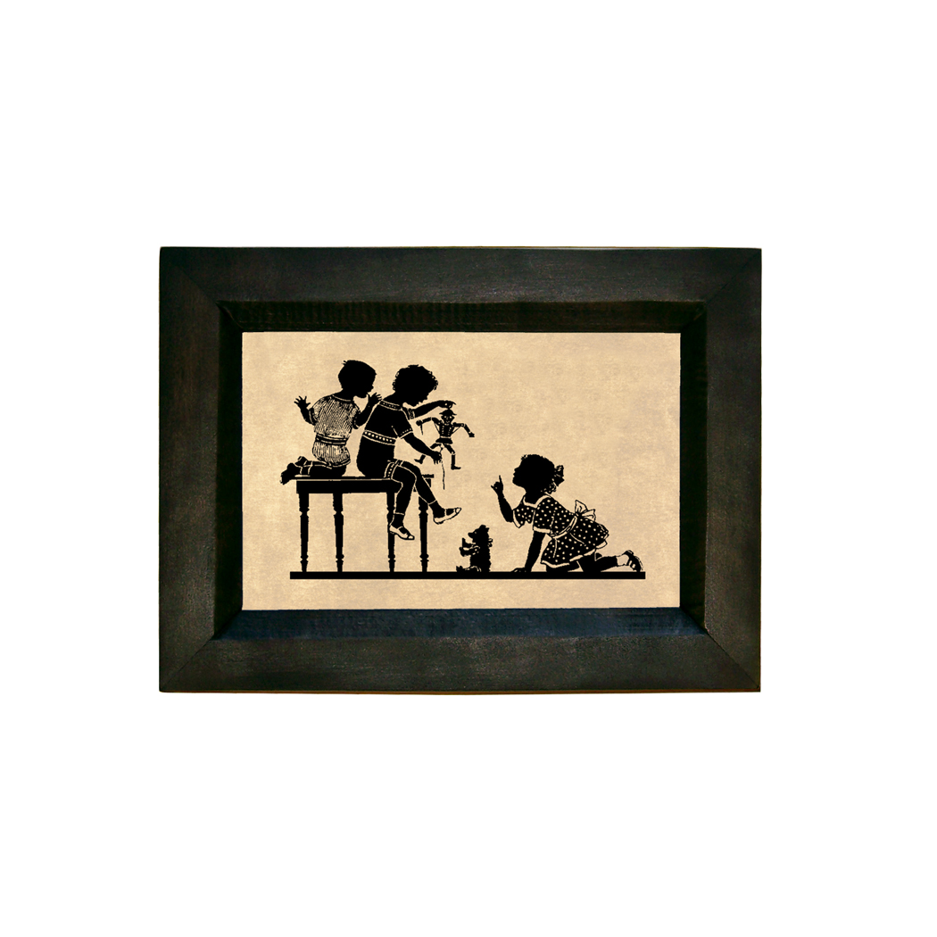 Early American Early American 4″x 6″Children with Puppet Printed Sil ...