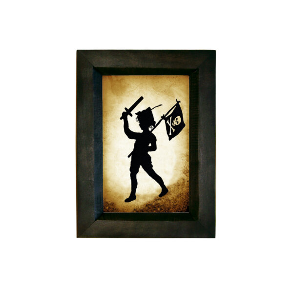 Framed Silhouettes Pirate 7-1/2″ Child Pirate with Sword and Flag Printed Silhouette Wall Art