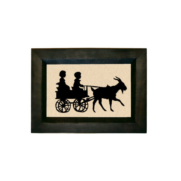 Goat Cart Printed Silhouette in Black Frame. A 4 x 6" Framed to 5-1/2 x 7-1/2"