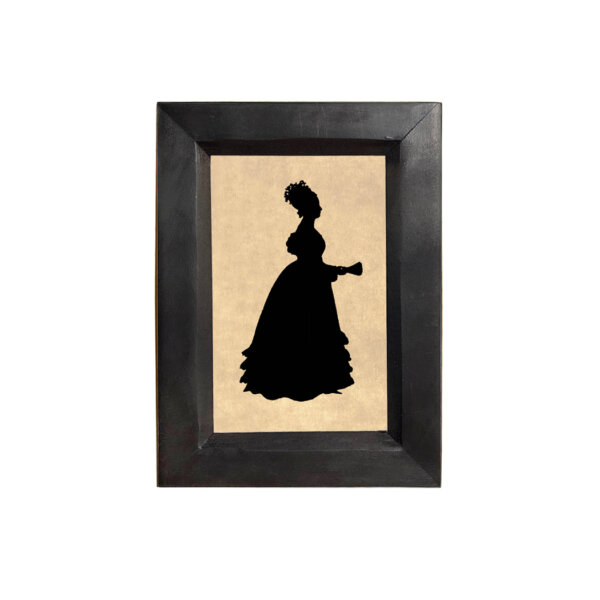 Early American Early American Martha Washington Printed Silhouette in Black Frame. A 4 x 6″ framed to 5-1/2 x 7-1/2″.