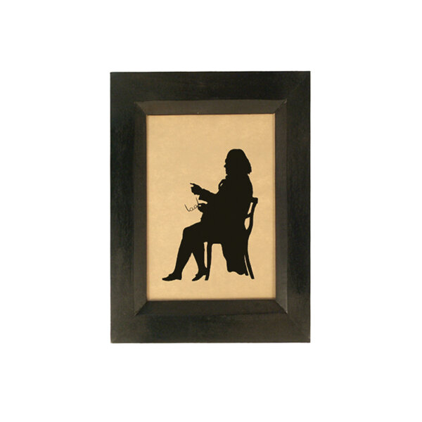 Benjamin Franklin Printed Silhouette in Black Frame. A 4 x 6" framed to 5-1/2 x 7-1/2".