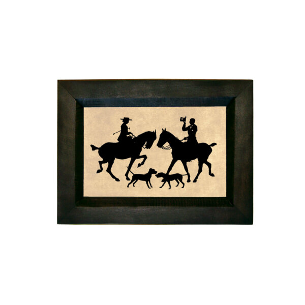Equestrian/Fox Equestrian Riders Meeting Printed Silhouette in Black Frame. A 4 x 6″ Framed to 5-1/2 x 7-1/2″