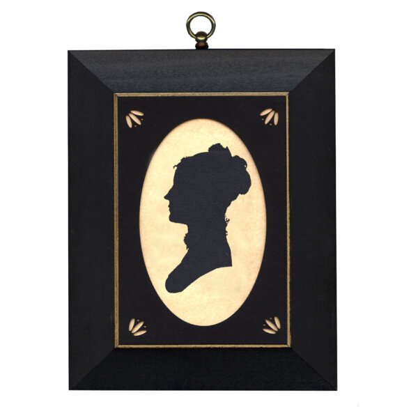 Mrs. Ann Broderick Cloth Silhouette with Oval Matte and Black Frame with Gold Trim- 5