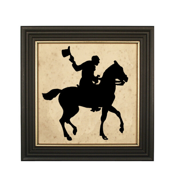 Equestrian/Fox Equestrian Hats Off Paper Cut Silhouette in Black Frame with Gold Trim- Framed to 10″ x 10″