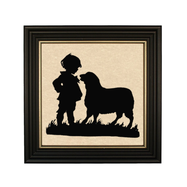 Boy and Lamb Framed Cut Farmhouse Paper Silhouette