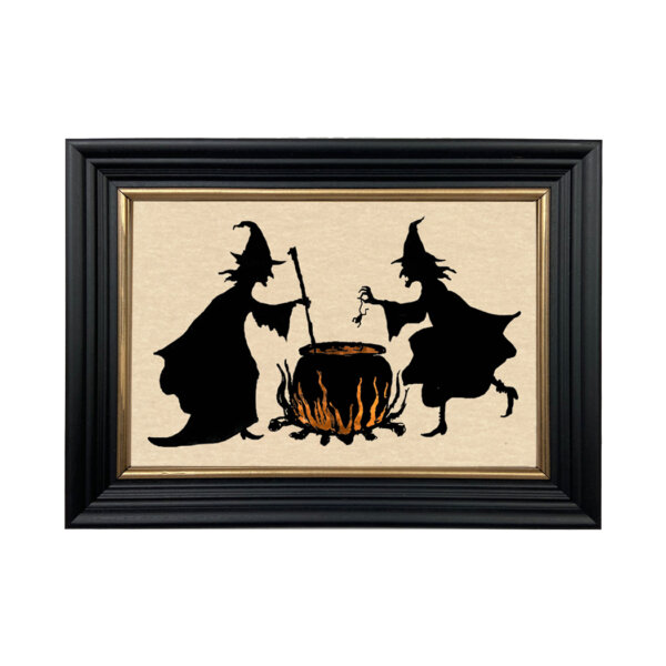 Framed Silhouettes Witches Brew and Cauldron Framed Paper Cut Halloween Silhouette Home Decor Wall Art