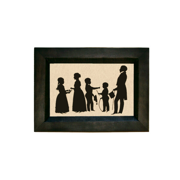 Early American Early American Family Life Printed Silhouette in Black Wood Frame- 5-1/2″ x 7-1/2″