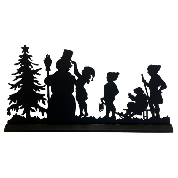 Wooden Silhouette Christmas 18″ Standing Wooden “Decorating Frosty the Snowman” Black Silhouette Tabletop Christmas Ornament Sculpture Decoration