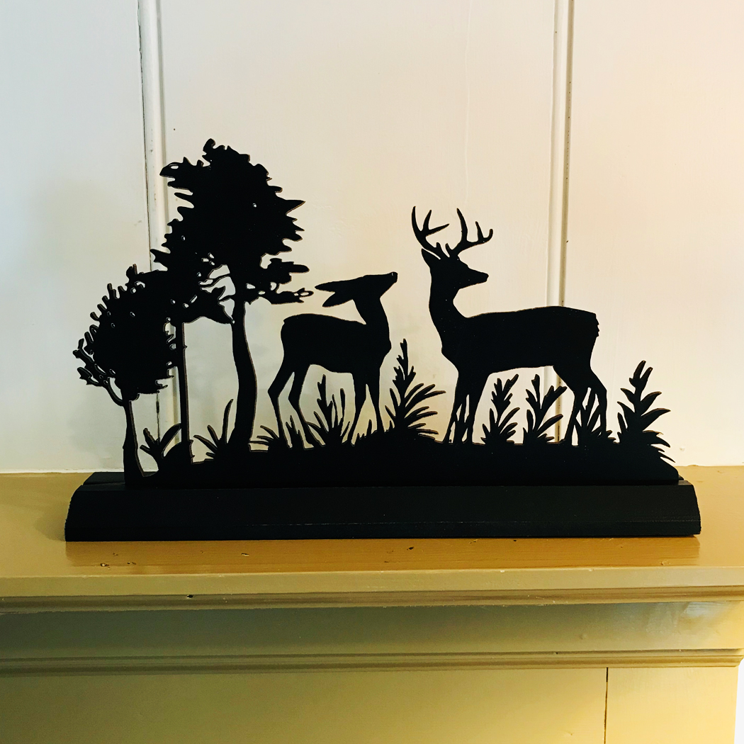 Wooden Silhouettes Lodge 11″ Buck & Doe Standing Wood Silhouette ...