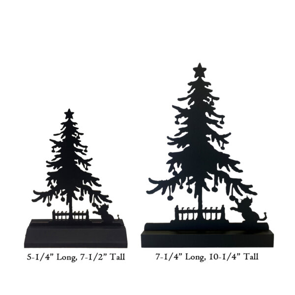 Wooden Silhouette Christmas Standing Wooden Christmas Tree and Cat Silhouette Tabletop Ornament Sculpture Decoration