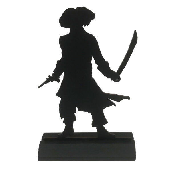 Wooden Silhouette Pirate Pirate with Sword Standing Wood Silhouette Halloween Pirate Party Tabletop Ornament Sculpture Decoration
