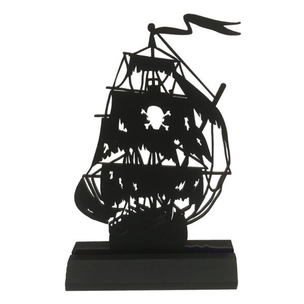 Wooden Silhouette Pirate Black Pearl Pirate Ship Standing Wood Silhouette Halloween Pirate Party Tabletop Ornament Sculpture Decoration