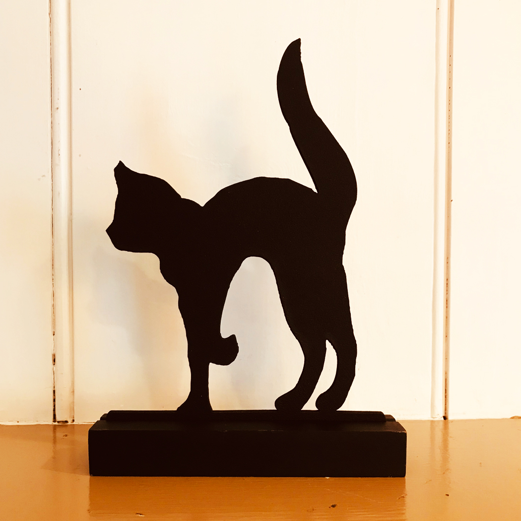 Standing Wooden "Black Cat" Silhouette Halloween Tabletop Ornament Sculpture Decoration