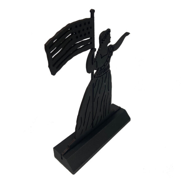 Wooden Silhouette Early American 8-3/4″ Folk Art Lady Liberty 4th of July Standing Silhouette Tabletop Ornament Decoration