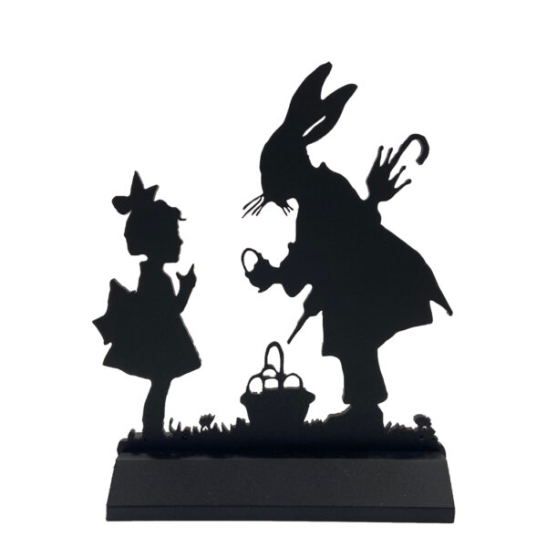 Wooden Silhouette Easter 6-3/4″ Gentleman Easter Bunny Standing Silhouette Tabletop Ornament Decoration