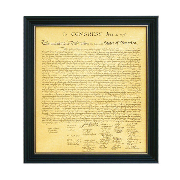 Early American Life Revolutionary/Civil War 15-3/4″ x 18-3/4″ Framed Declaration of Independence on Parchment-Look Paper