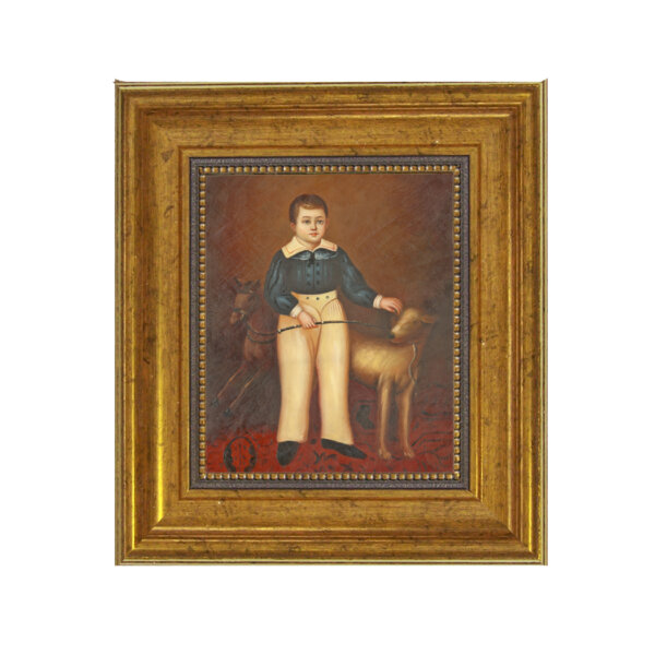 Boy with Dog Painting Reproduction Print on Canvas. A 5