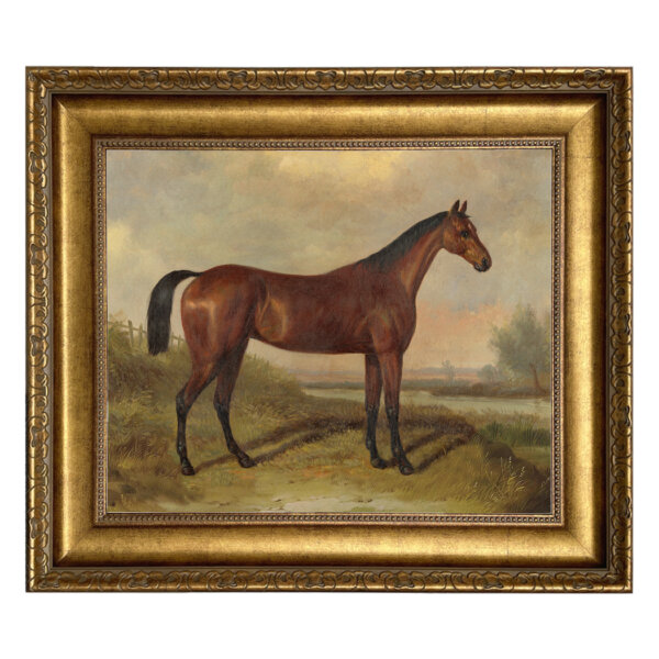 Hunter in a Landscape Framed Oil Painting Print on Canvas in Antiqued Gold Frame