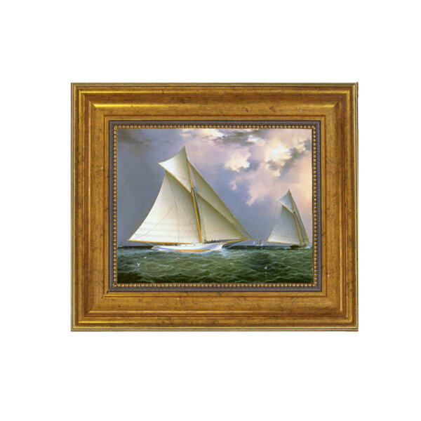 Nautical Paintings Mischief and Gracie Framed Oil Painting Print on Canvas in Antiqued Gold Frame