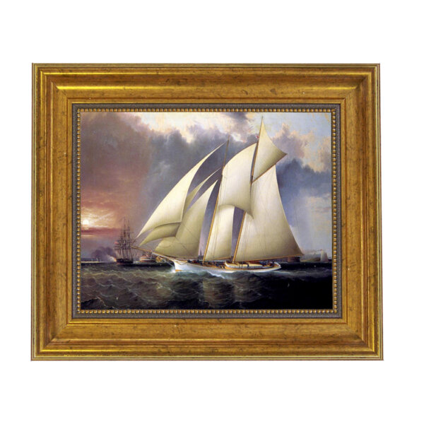 Yacht Magic Framed Oil Painting Print on Canvas in Antiqued Gold Frame. An 8