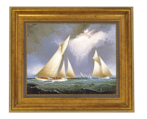 Mayflower Leading Puritan Framed Oil Painting Print on Canvas in Antiqued Gold Frame. An 8 x 10" framed to 11-1/2 x 13-1/2". Nautical - Yacht - Racing - America's Cup