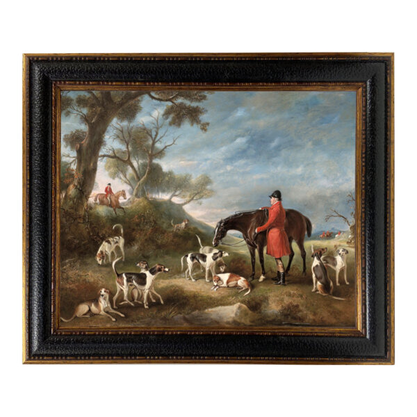 The Burton Hunt Framed Oil Painting Print on Canvas in Leather-Look Black and Antiqued Gold Frame. A 16x20