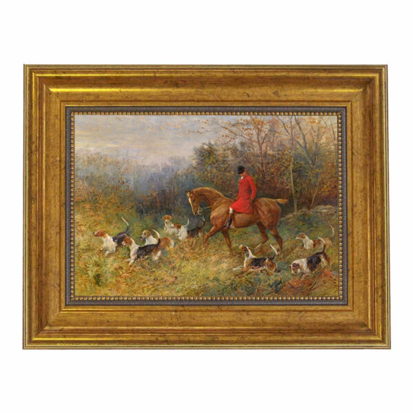The Draw by Heywood Hardy Framed Oil Painting Print on Canvas in Antiqued Gold Frame. A 7 x 10 framed to 10-1/2 x 13-1/2.
