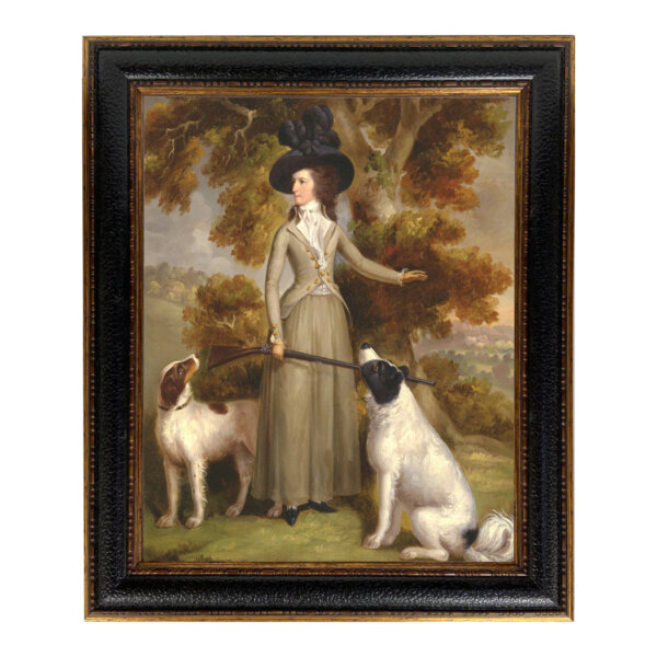 The Countess of Effingham by George Haugh Framed Oil Painting Print on Canvas in Leather-Look Black and Antiqued Gold Frame. A 16x20