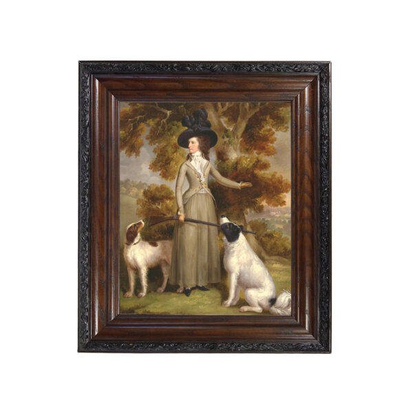 The Countess of Effingham by George Haugh Oil Painting Print Reproduction on Canvas in Brown and Black Solid Oak Frame- 15-1/2