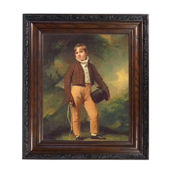 Quentin McAdam by Henry Raeburn Oil Painting Print Reproduction on Canvas in Brown and Black Solid Oak Frame- 12-3/4