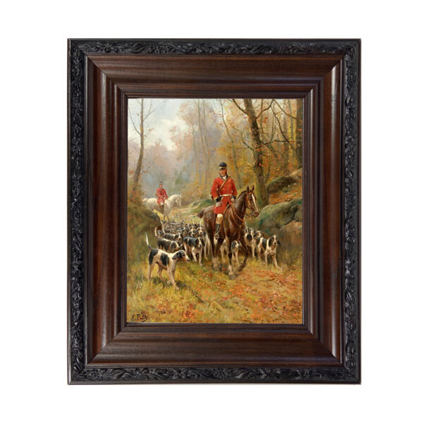 Casting Out by Eugene Petit Oil Painting Print Reproduction on Canvas in Brown and Black Solid Oak Frame- 12-3/4