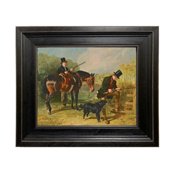 October by Alfred Corbould Framed Oil Painting Print on Canvas in Distressed Black Wood Frame